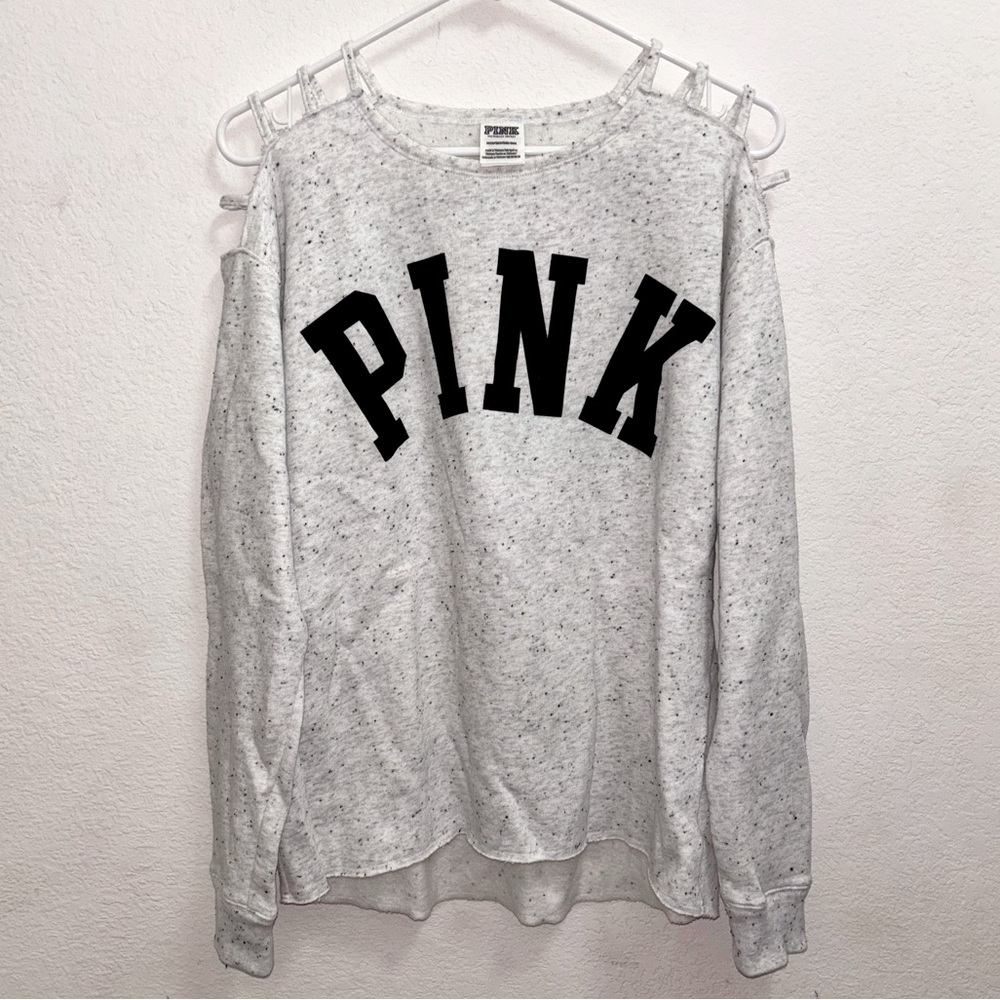 VS PINK Strappy Shoulder Fleece Sweatshirt